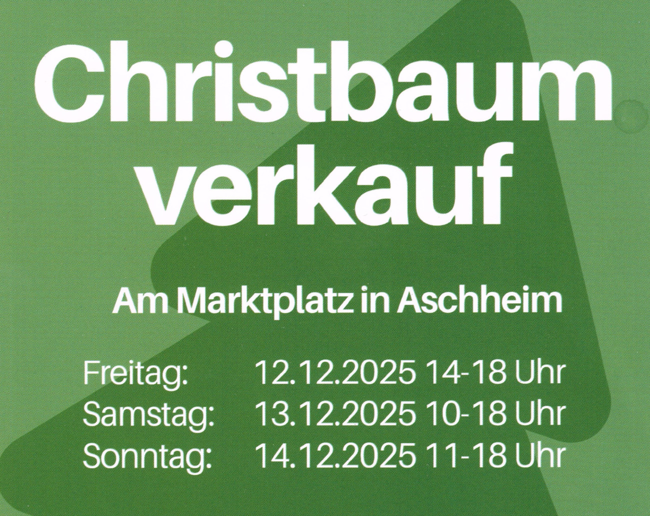 Ankündigung Christbaumverkauf